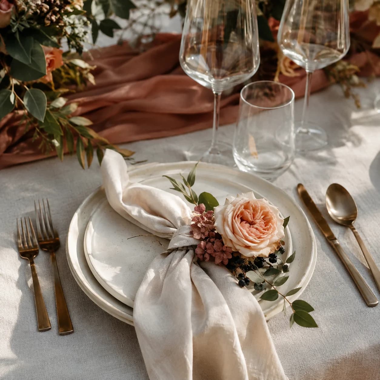 Inspiration générée par IA — vaisselle et fleurs d’une table élégante