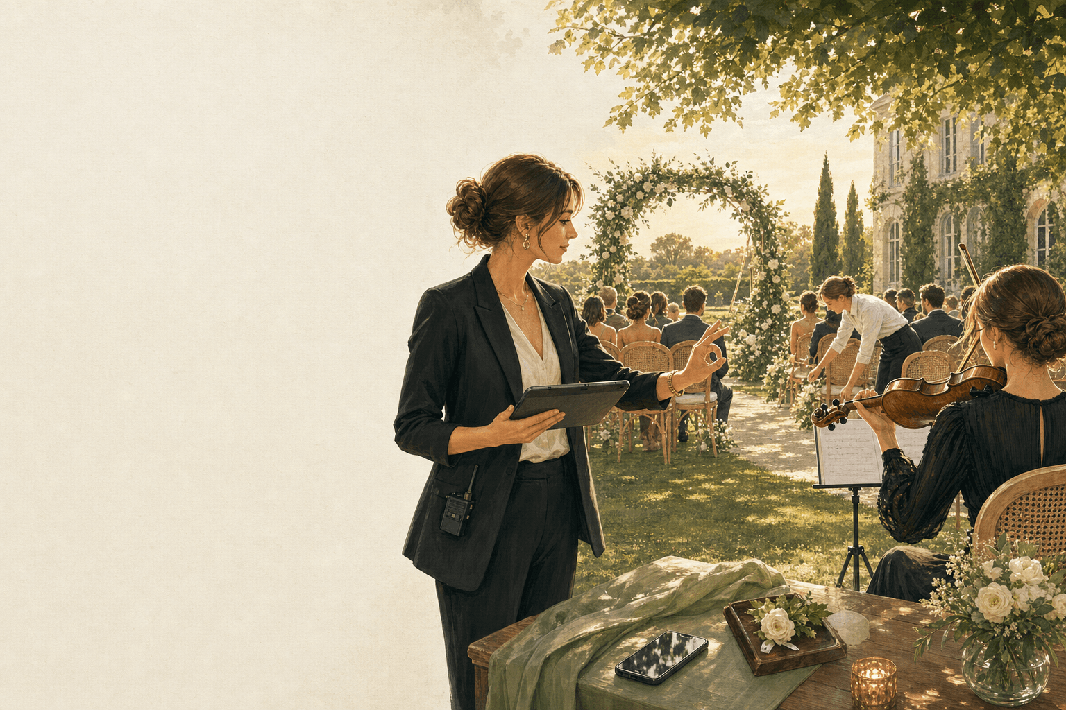 Wedding planner organisant les fondations d'un projet de mariage